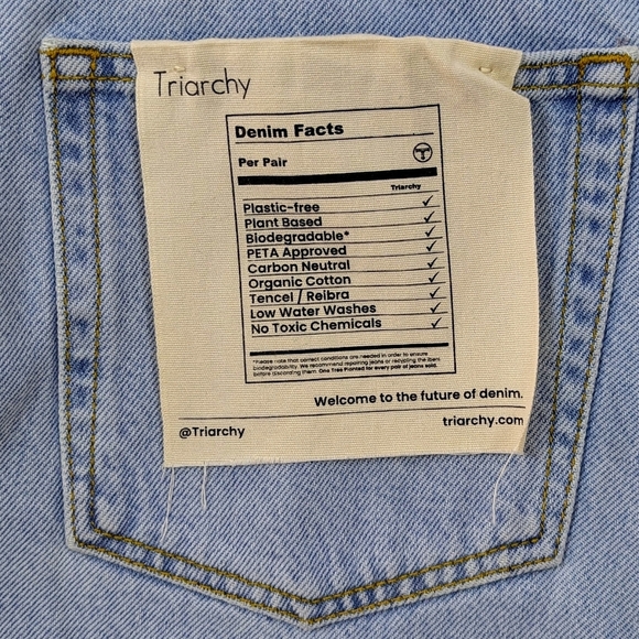 Triarchy Denim Shorts High Rise Cut Off Raw Hem Button Fly 5-Pocket Blue 26 NWT - Picture 13 of 13